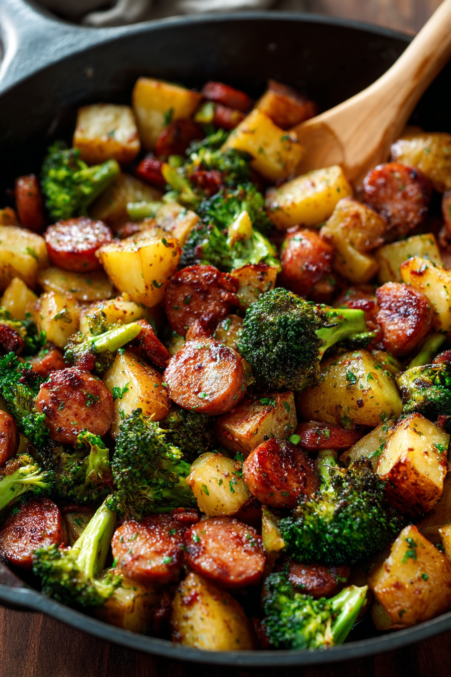 50-Minute Sausage Potato Broccoli Skillet