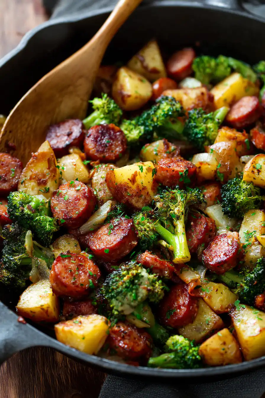 50-Minute Sausage Potato Broccoli Skillet