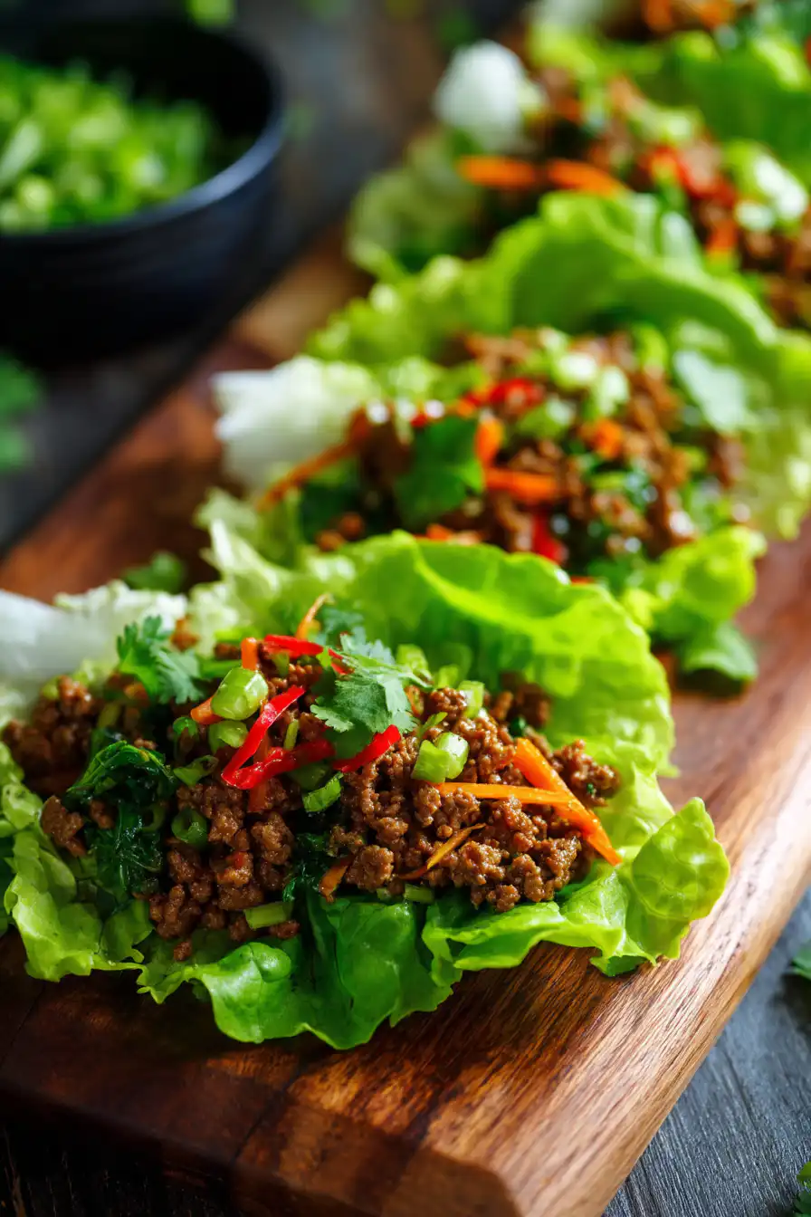 Asian-Style Ground Beef Lettuce Wraps