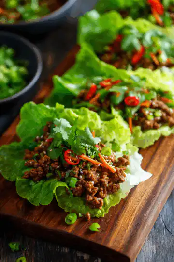 Asian-Style Ground Beef Lettuce Wraps