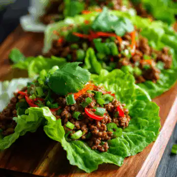 Asian-Style Ground Beef Lettuce Wraps