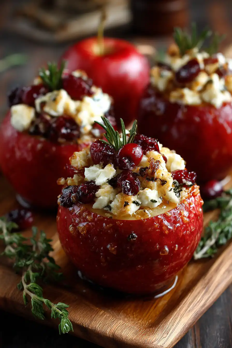 Baked Apples with Feta, Honey, and Cranberries 
