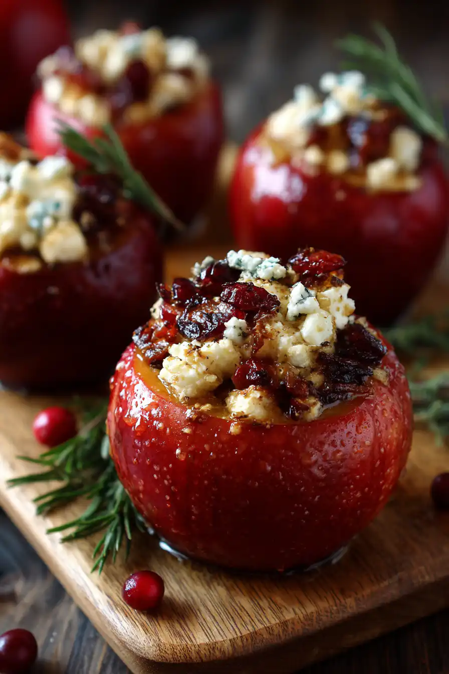 Baked Apples with Feta, Honey, and Cranberries 