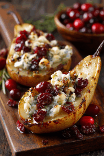 Baked Pears with Feta, Honey, and Cranberries