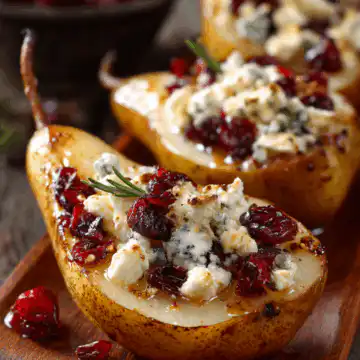 Baked Pears with Feta, Honey, and Cranberries