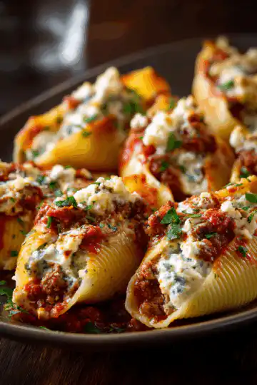Beef-Stuffed Shells with Creamy Ricotta Filling