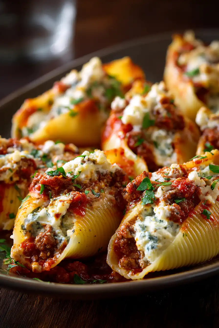 Beef-Stuffed Shells with Creamy Ricotta Filling