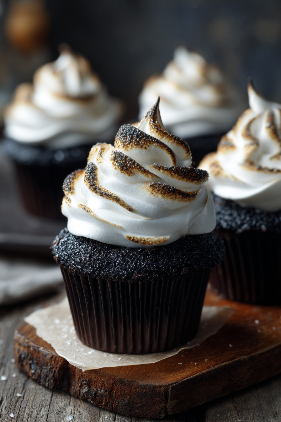 Black Velvet Marshmallow Cupcakes