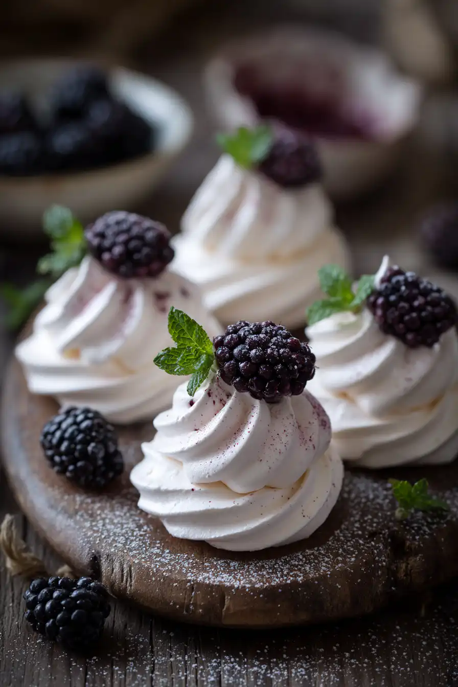 Blackberry Mini Meringues