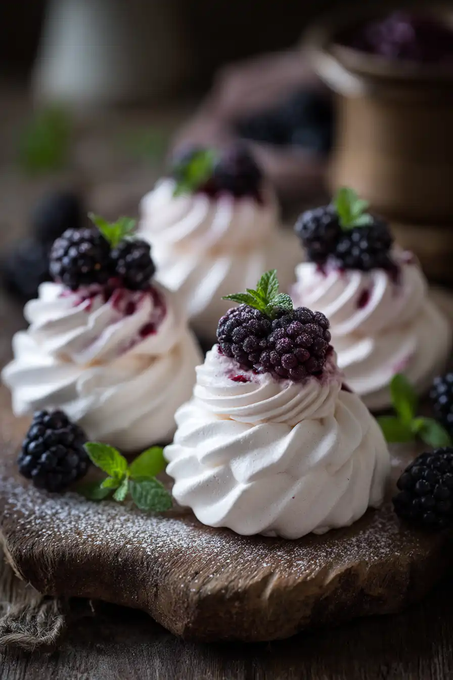 Blackberry Mini Meringues