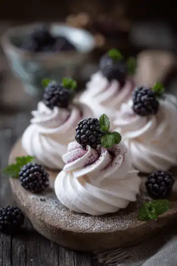 Blackberry Mini Meringues