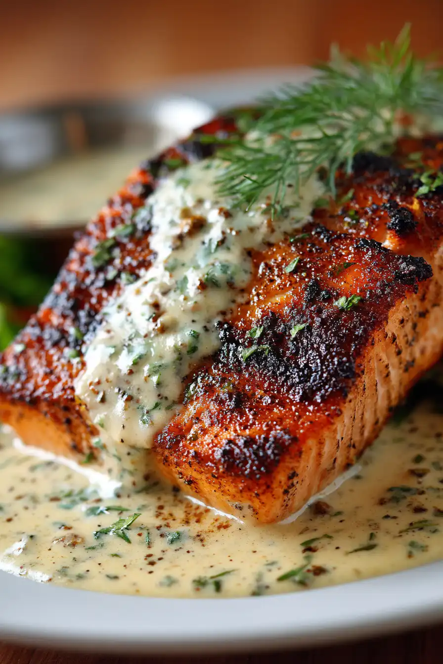 Blackened Salmon with Creamy Dijon Sauce