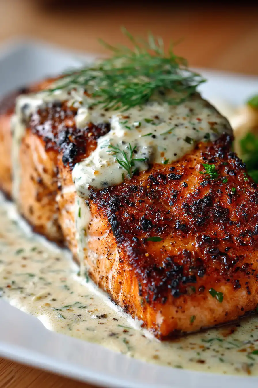 Blackened Salmon with Creamy Dijon Sauce