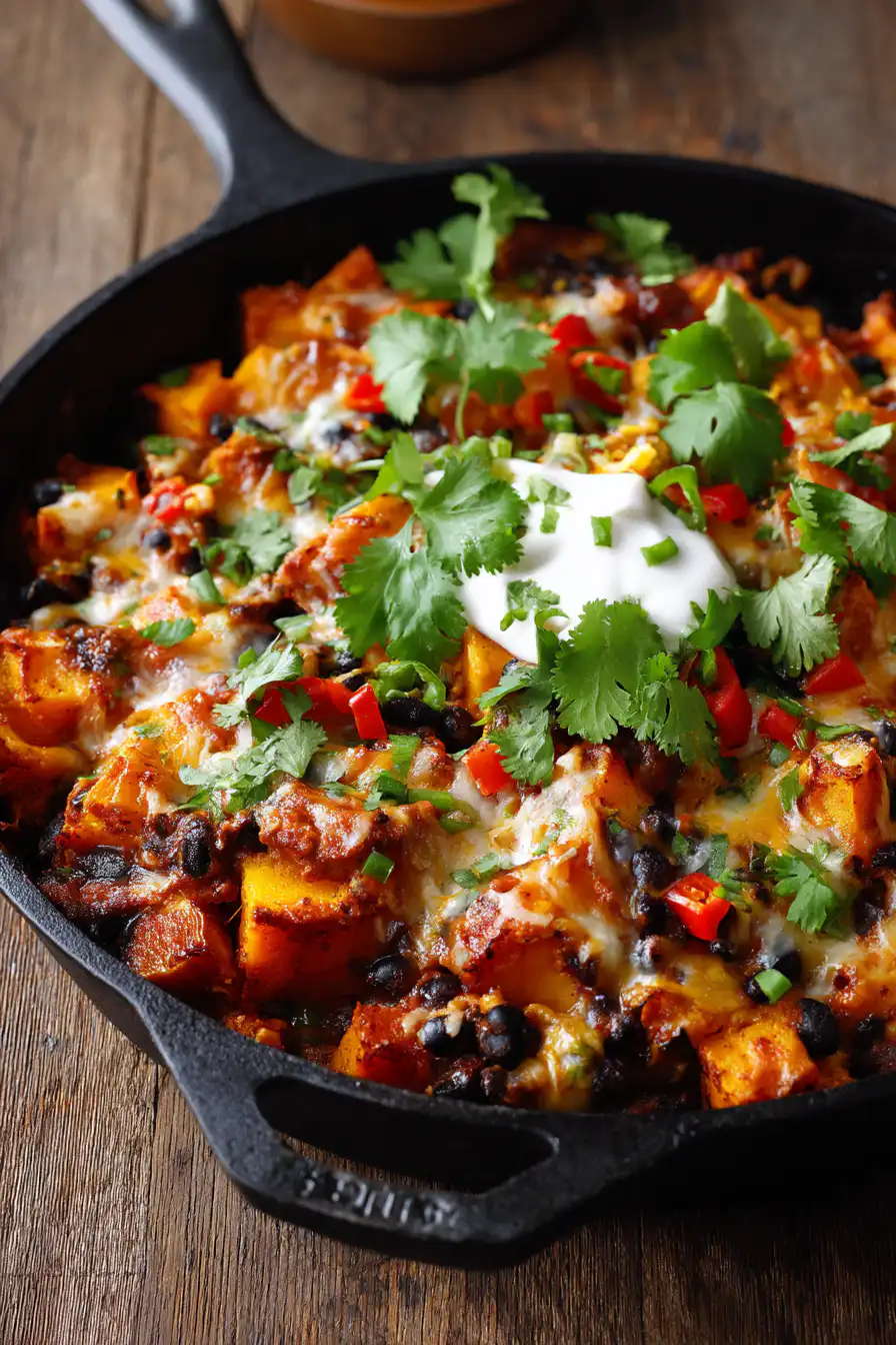 Butternut Squash & Black Bean Enchilada Skillet