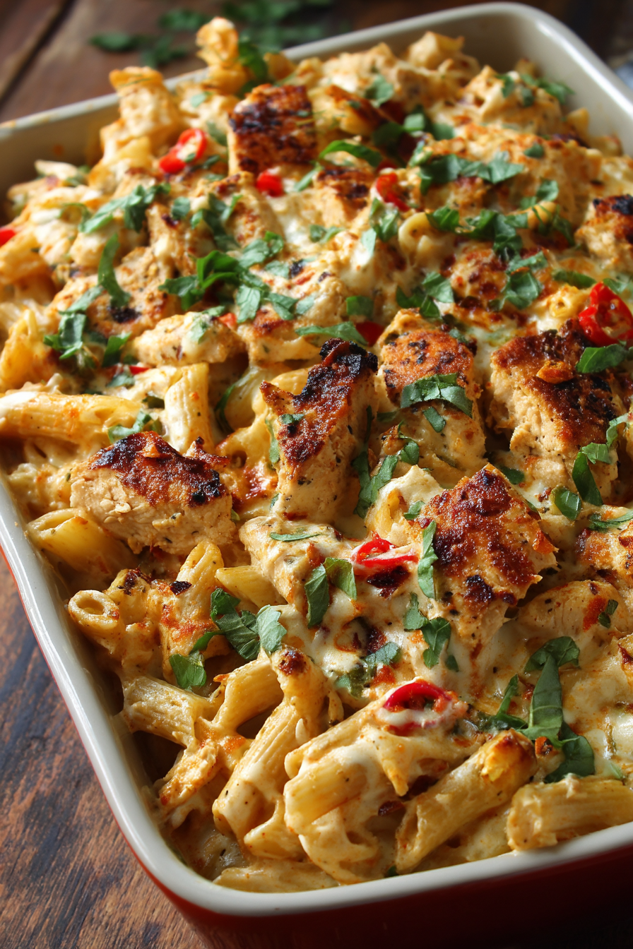 Cajun Cream Cheese Chicken Pasta Bake