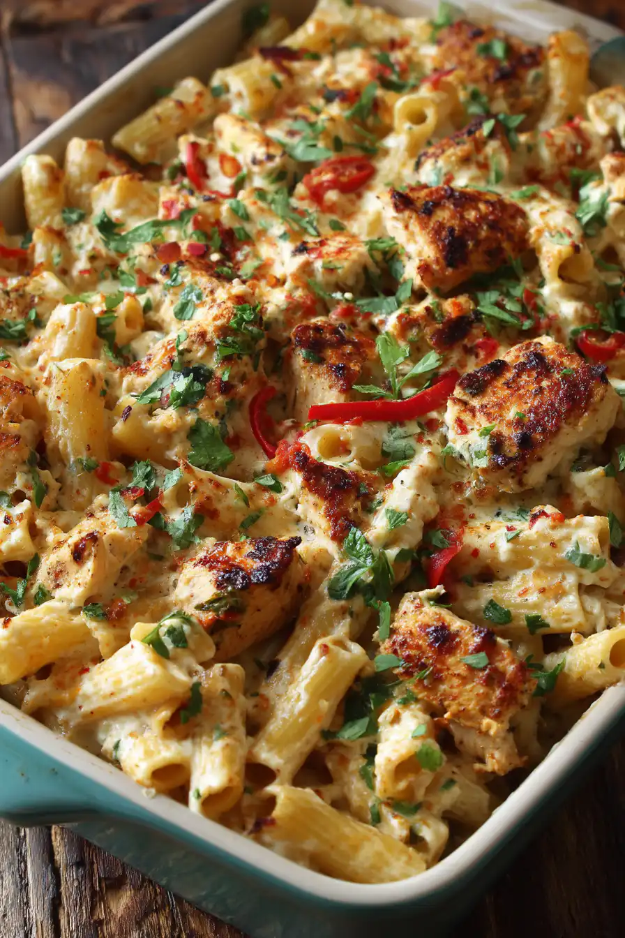 Cajun Cream Cheese Chicken Pasta Bake