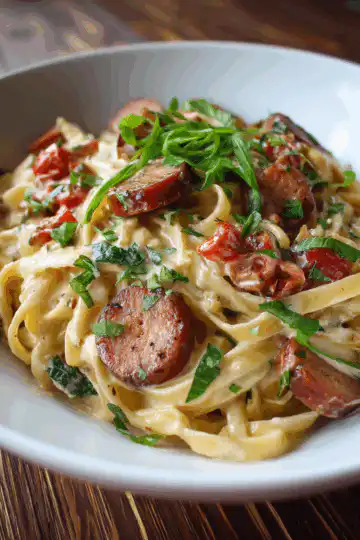 Cajun Smoked Sausage Alfredo Pasta Recipe