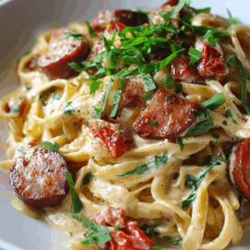 Cajun Smoked Sausage Alfredo Pasta Recipe