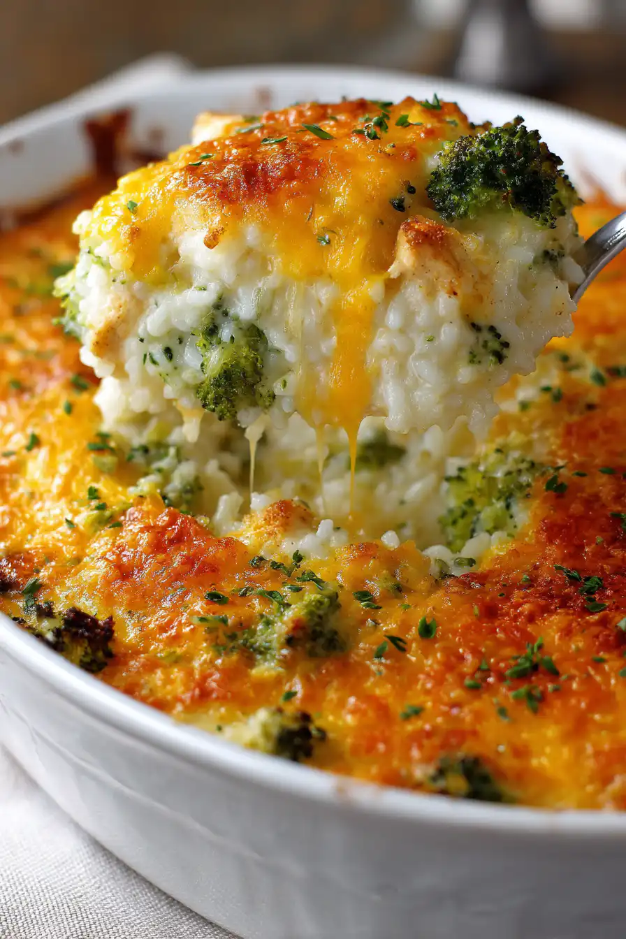 Cheesy Chicken Broccoli and Rice Casserole