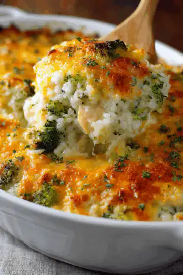 Cheesy Chicken Broccoli and Rice Casserole