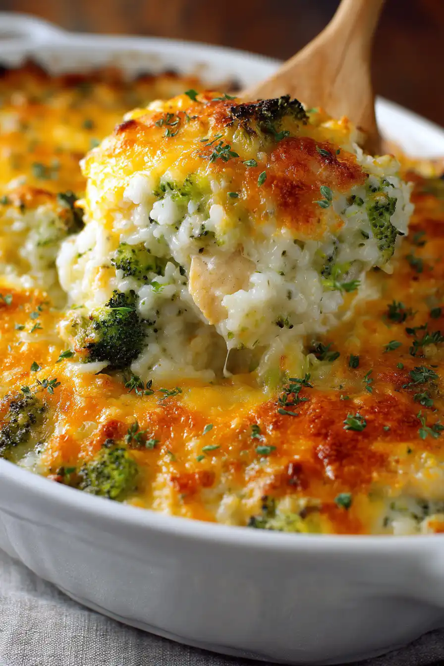 Cheesy Chicken Broccoli and Rice Casserole