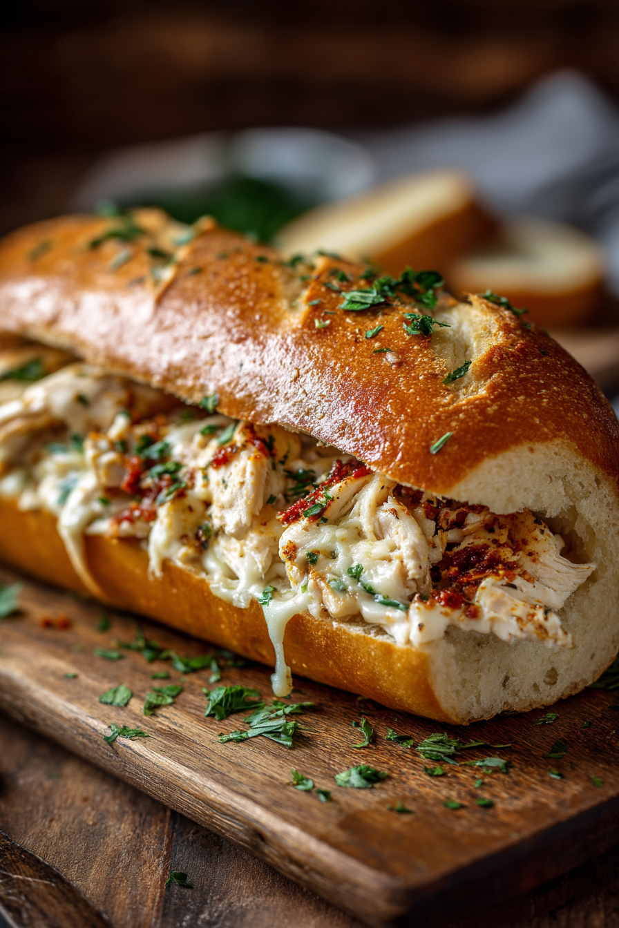 Cheesy Chicken Garlic Bread Sandwich