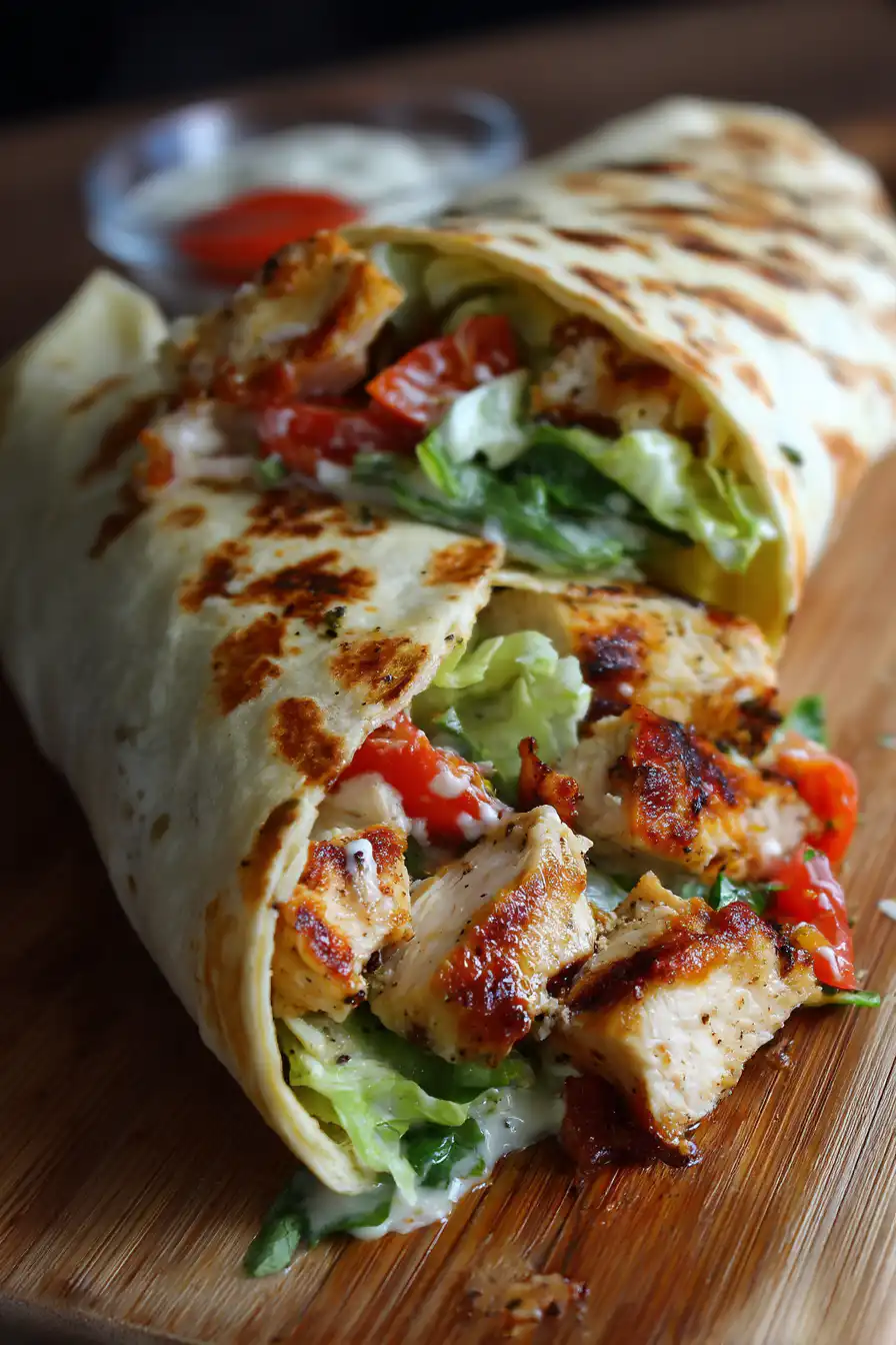 Cheesy Garlic Chicken Wraps