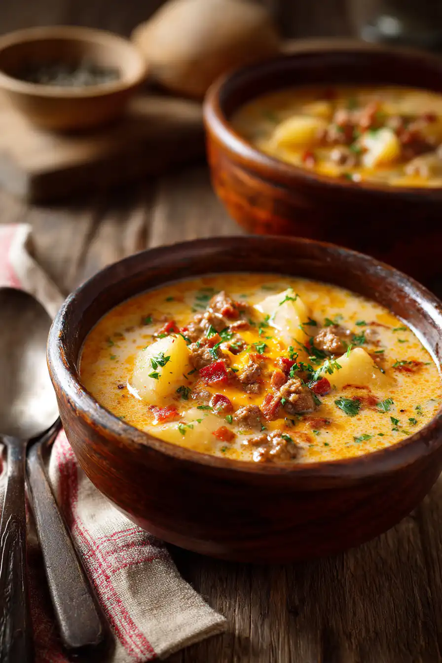 Cheesy Hamburger Potato Soup