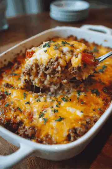 Cheesy Hamburger Rice Casserole Recipe