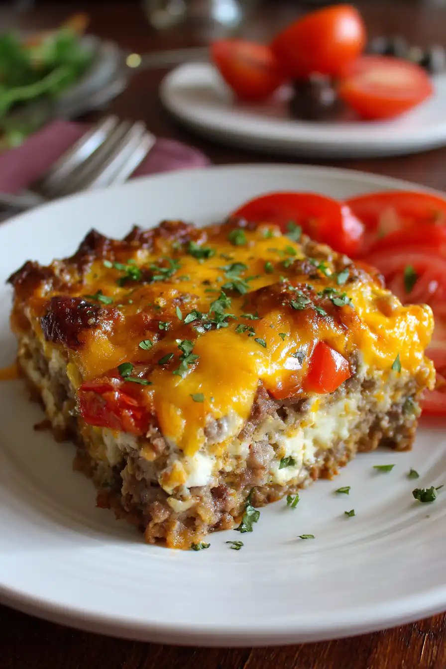 Cheesy Loaded Meatloaf Casserole with Vegetables