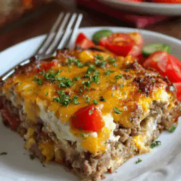 Cheesy Loaded Meatloaf Casserole with Vegetables