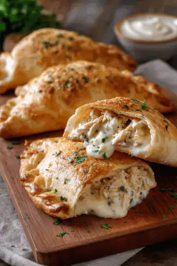 Chicken Alfredo Air Fryer Calzones