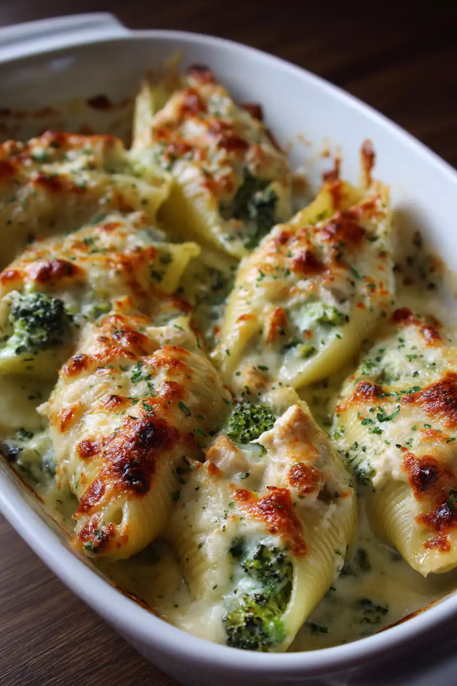 Chicken & Broccoli Alfredo Stuffed Shells