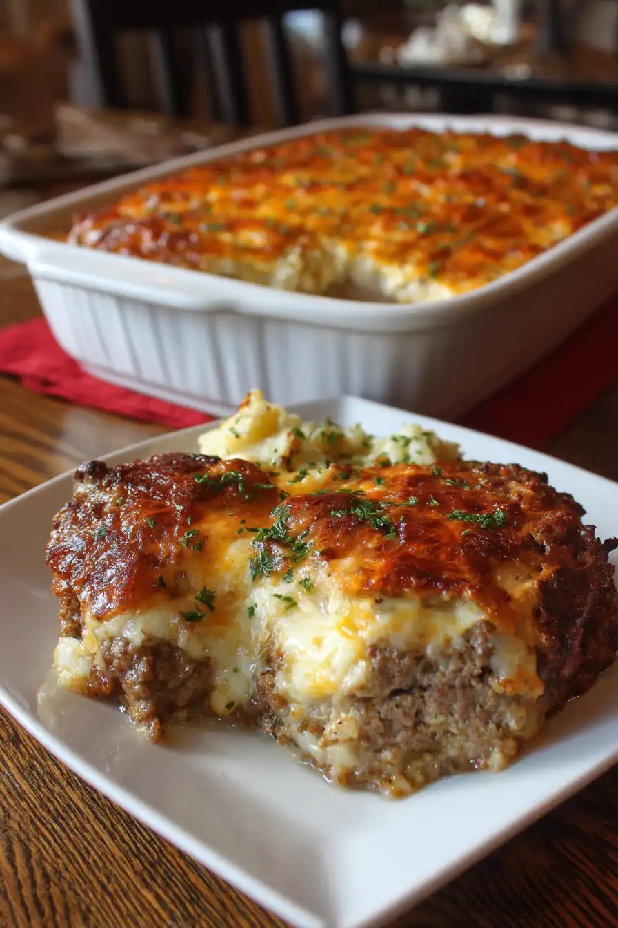 Cowboy Meatloaf and Potato Casserole