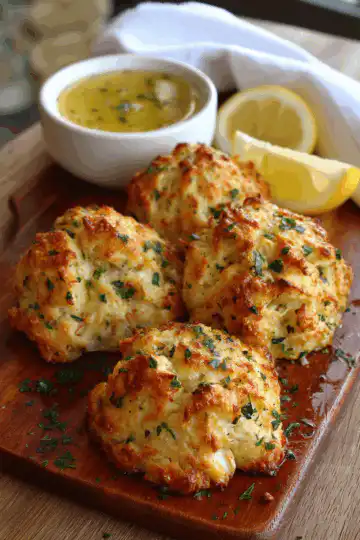 Crab Stuffed Cheddar Bay Biscuits with Lemon Butter