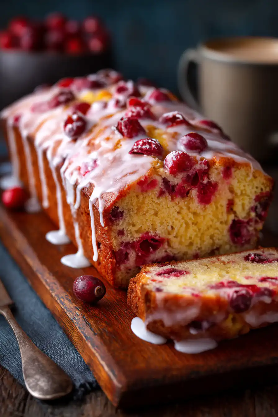 Cranberry Orange Loaf with Sweet Glaze