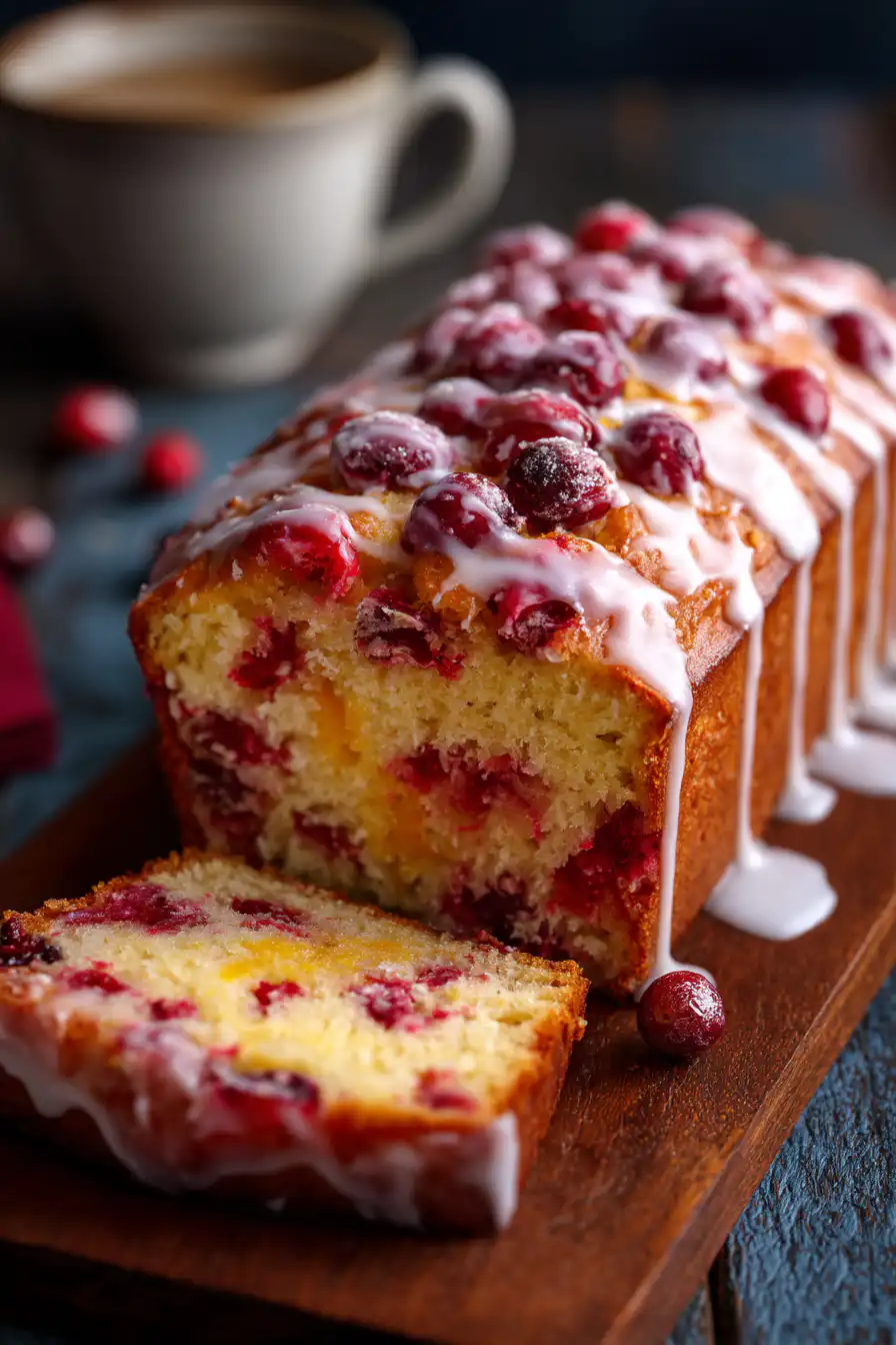 Cranberry Orange Loaf with Sweet Glaze