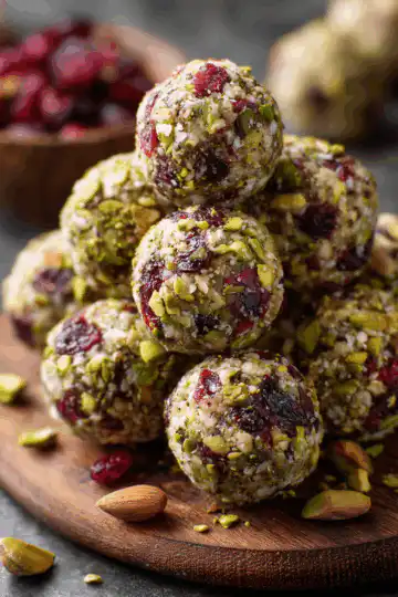 Cranberry Pistachio Energy Bites - A Delicious