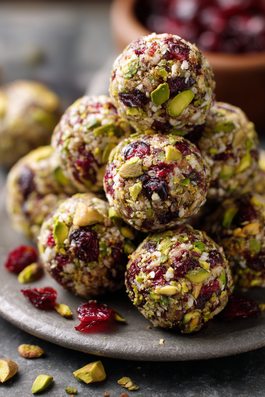 Cranberry Pistachio Energy Bites - A Delicious