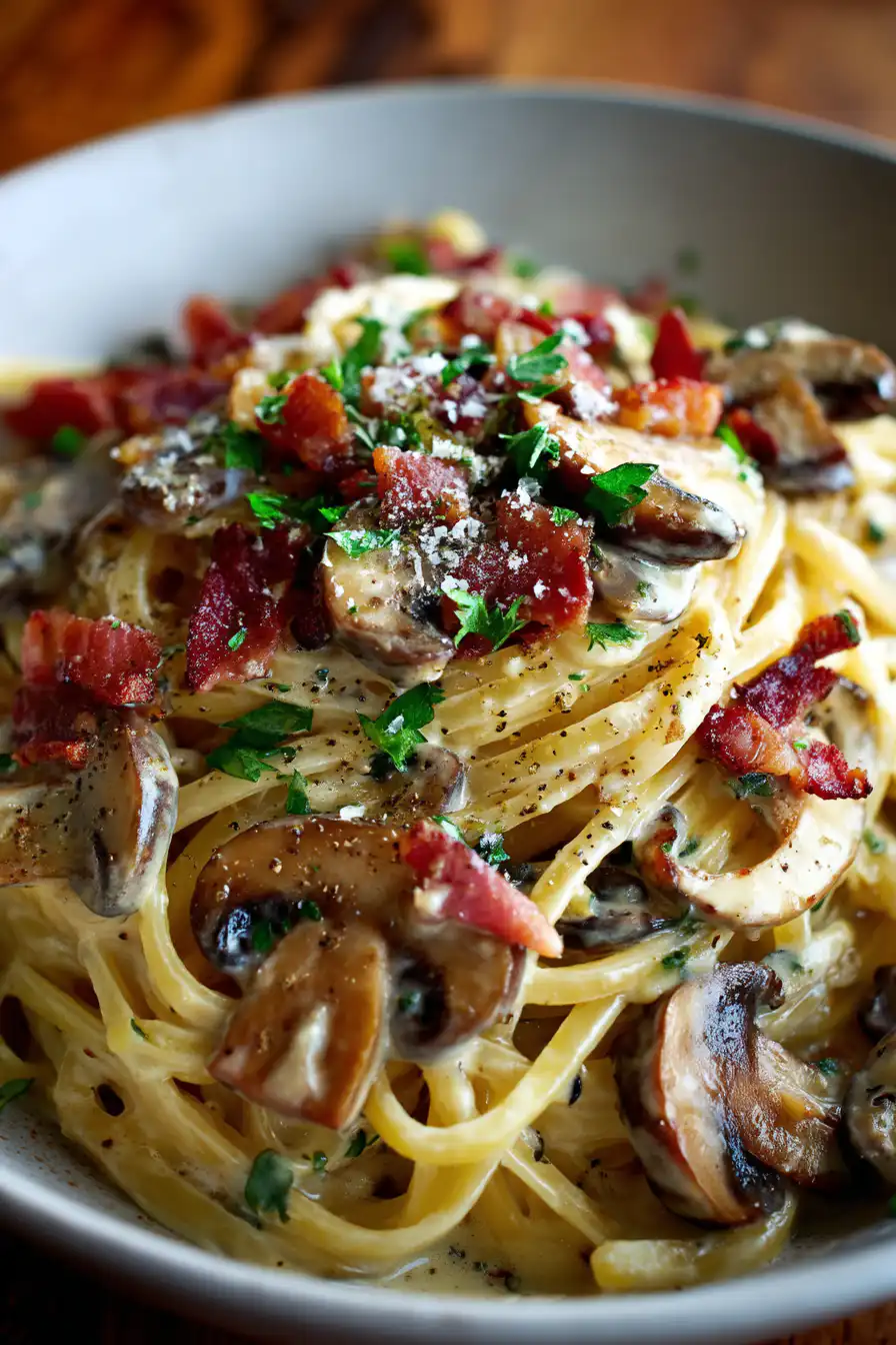 Creamy Bacon Mushroom Pasta