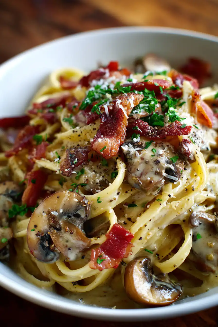 Creamy Bacon Mushroom Pasta