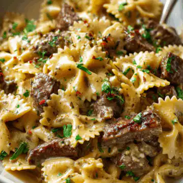 Creamy Beef and Bowtie Pasta