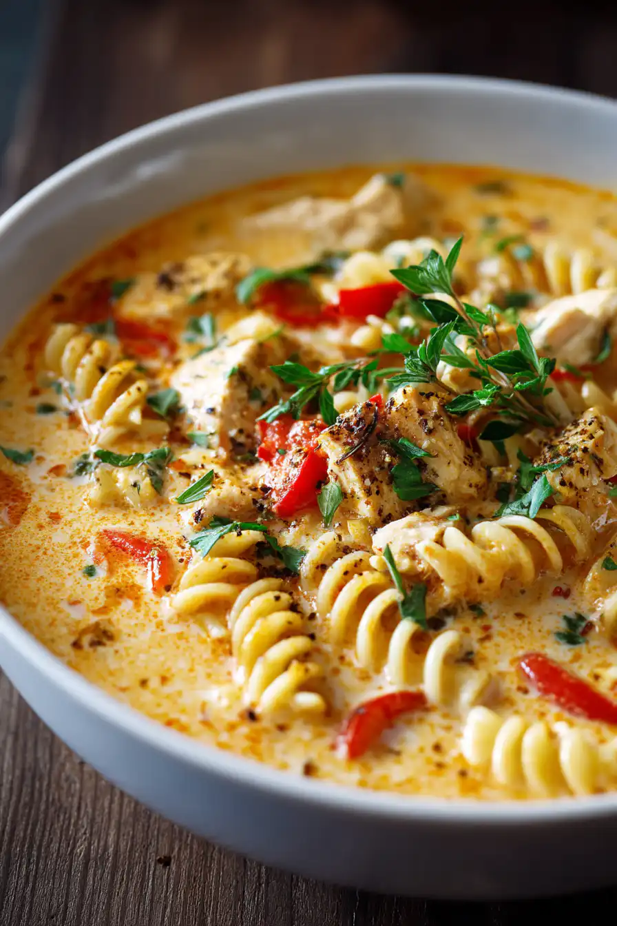 Creamy Cajun Chicken Pasta Soup