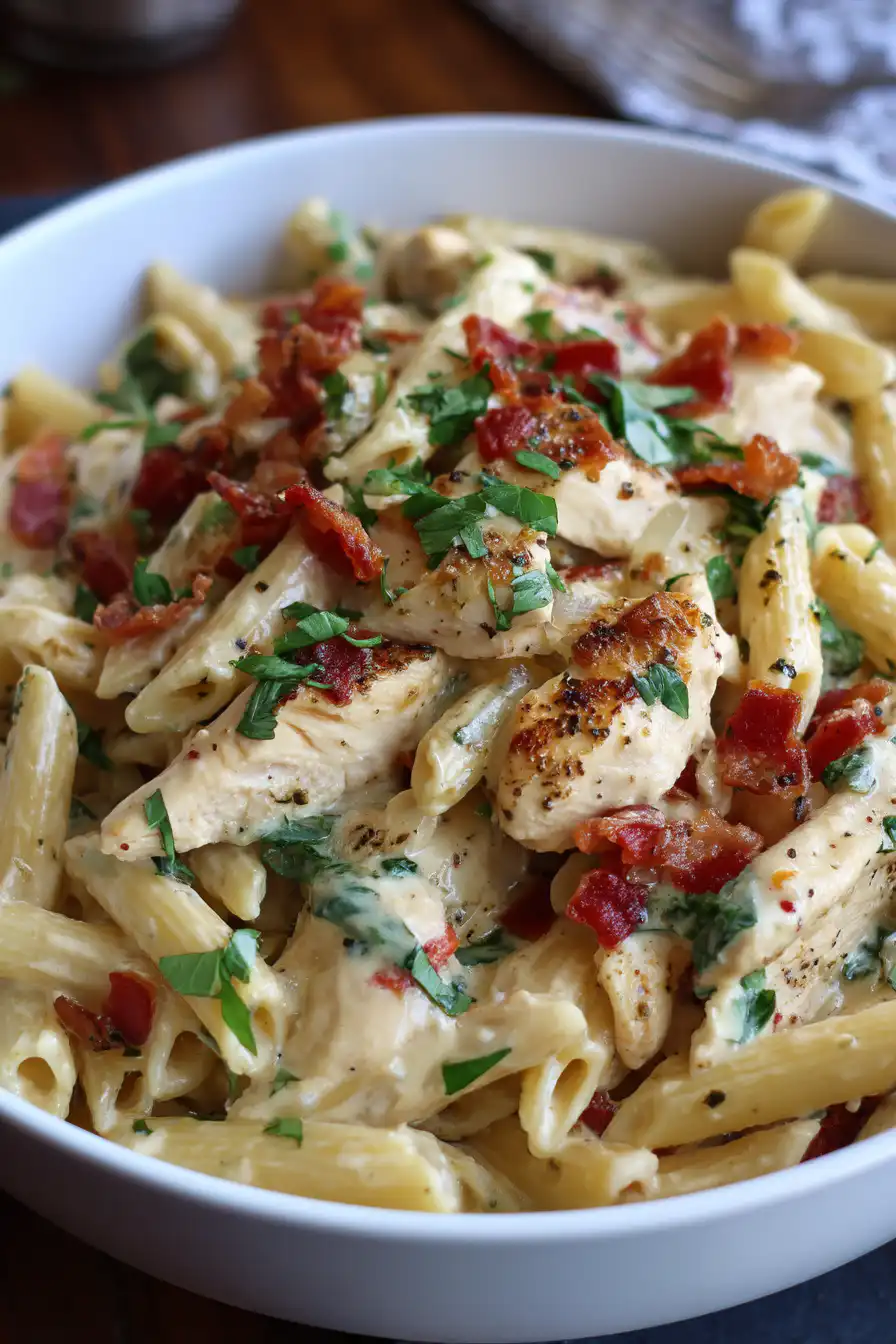 Creamy Chicken Bacon Ranch Pasta