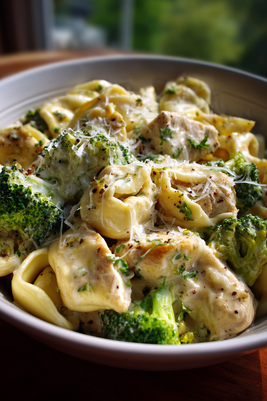 Creamy Garlic Parmesan Tortellini with Chicken & Broccoli