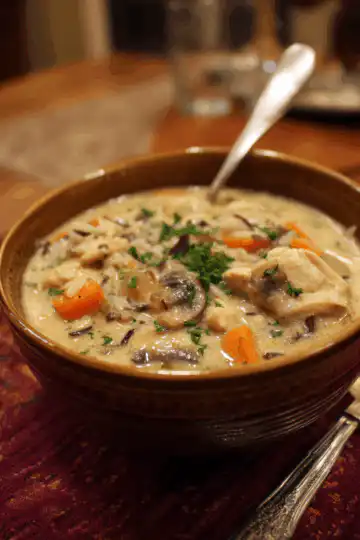 Creamy Mushroom Chicken and Wild Rice Soup