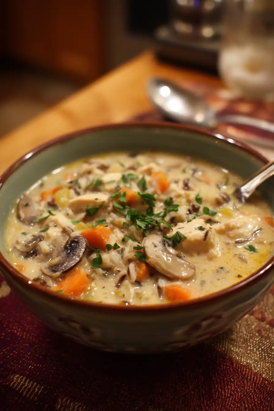 Creamy Mushroom Chicken and Wild Rice Soup