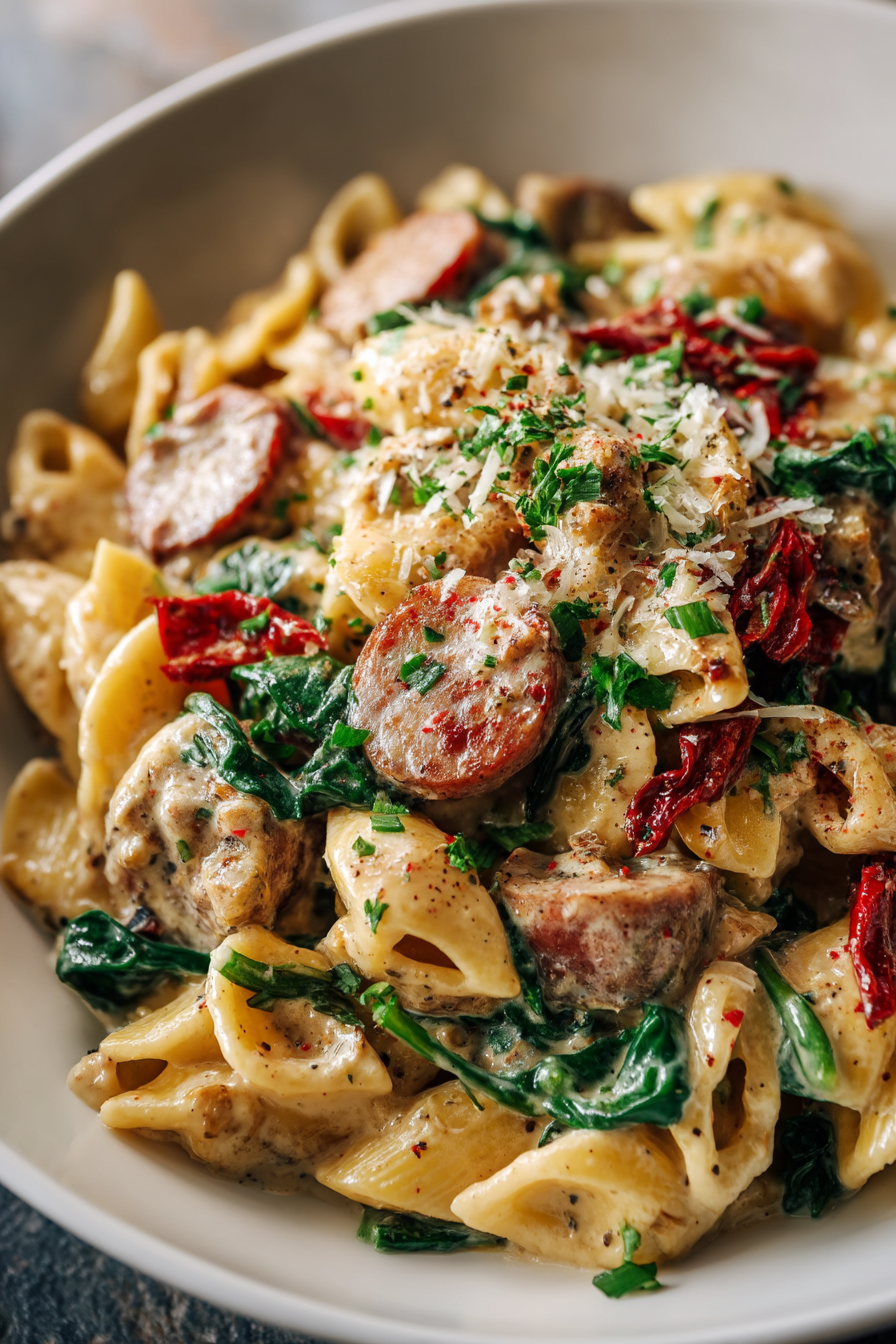 Creamy Tuscan Sausage Pasta That's Better Than Takeout!
