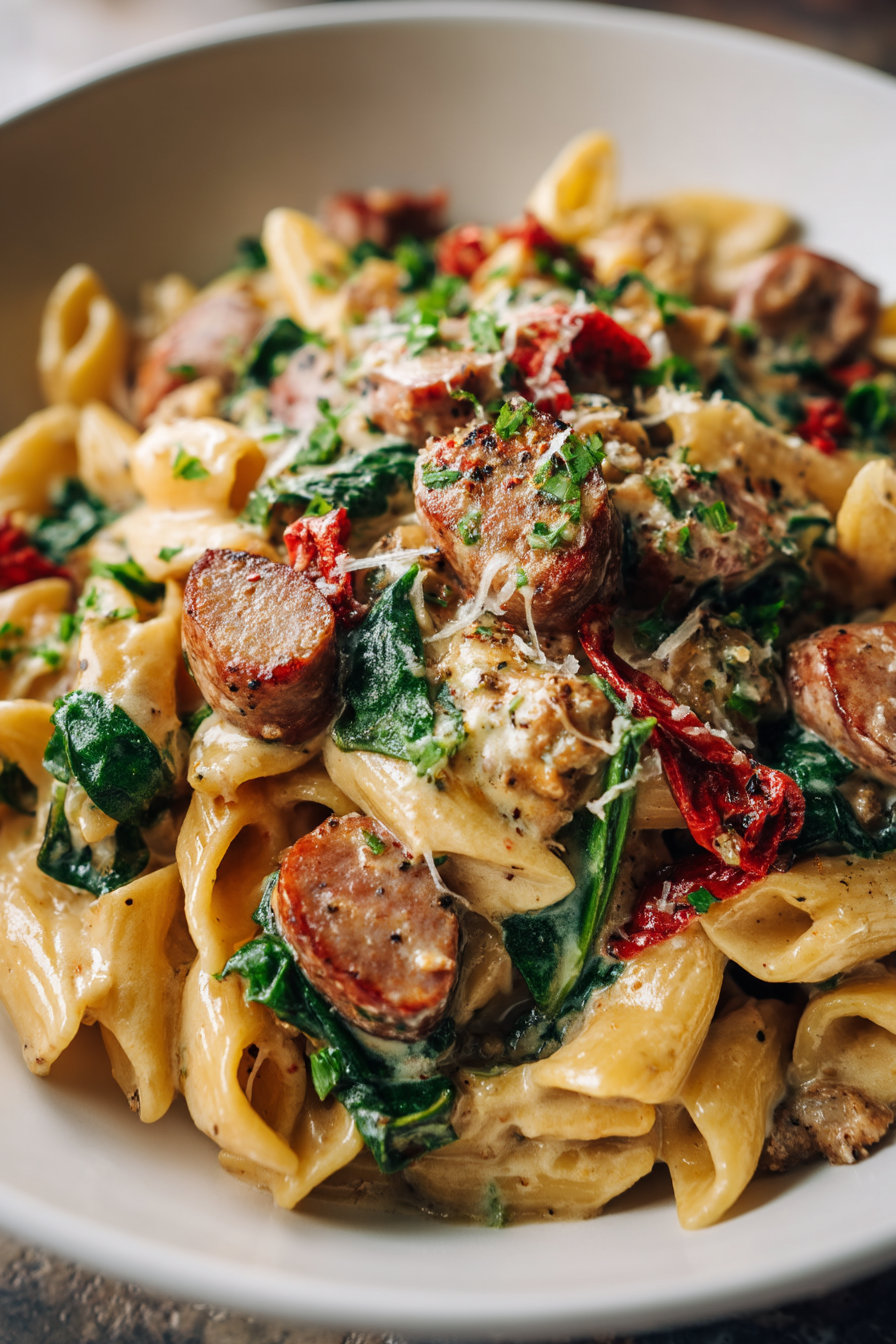 Creamy Tuscan Sausage Pasta That's Better Than Takeout!