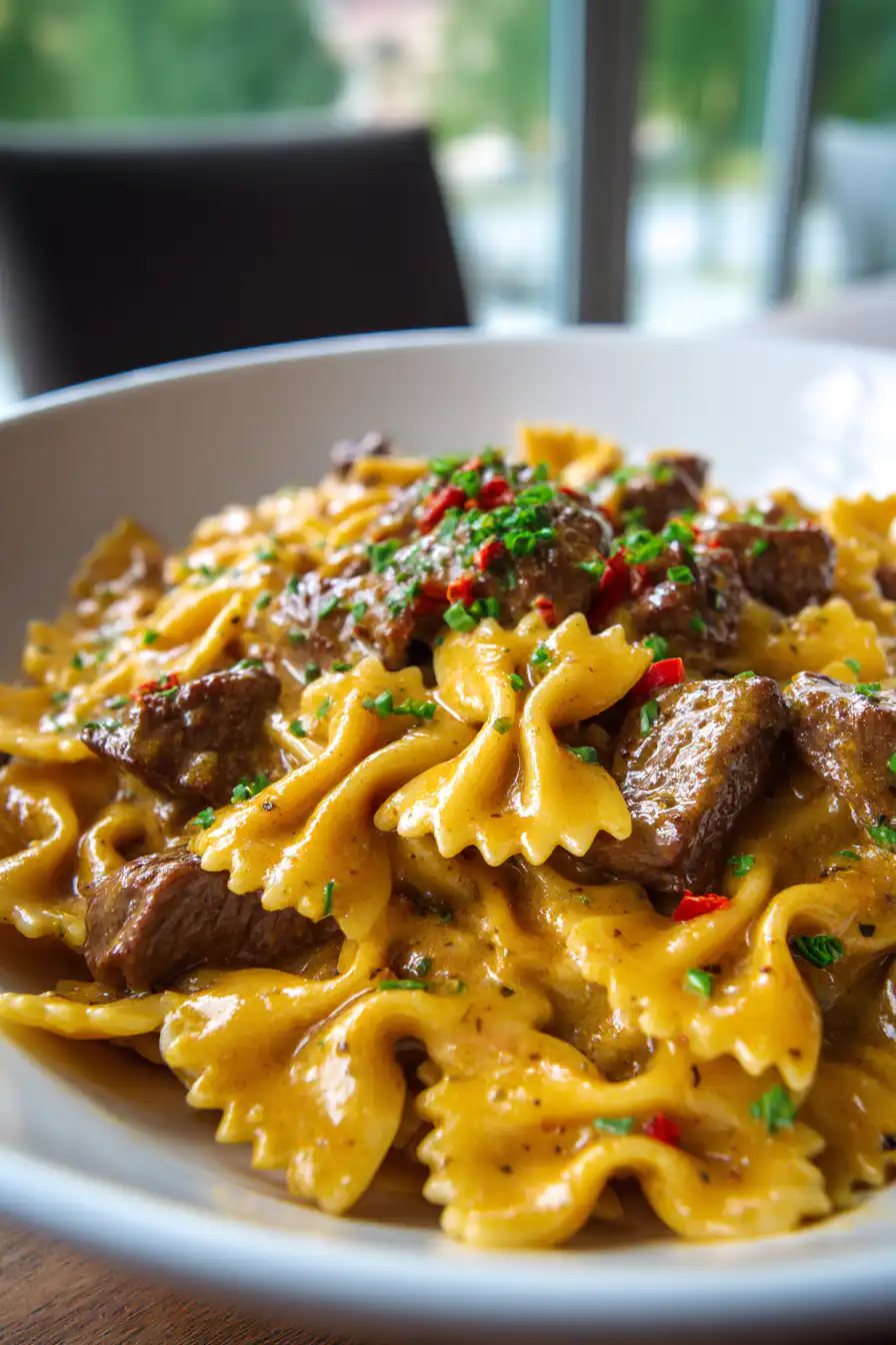 Creamy Velveeta Beef & Bowtie Pasta